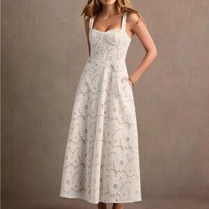 Azazie White Lace Midi Dress